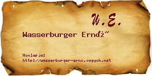 Wasserburger Ernő névjegykártya